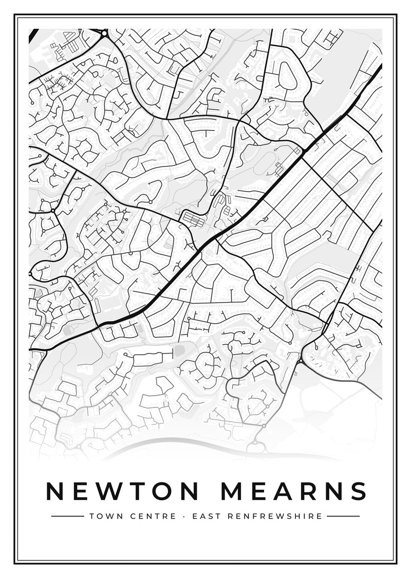 Newton Mearns Town Centre Street Map Poster