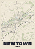 Street map poster of Newtown, Powys