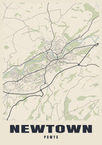 Street map poster of Newtown, Powys