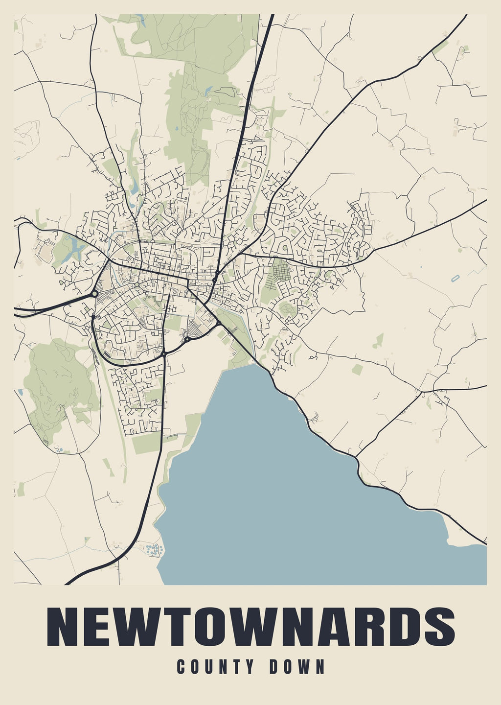 Street map poster of Newtownards, County Down