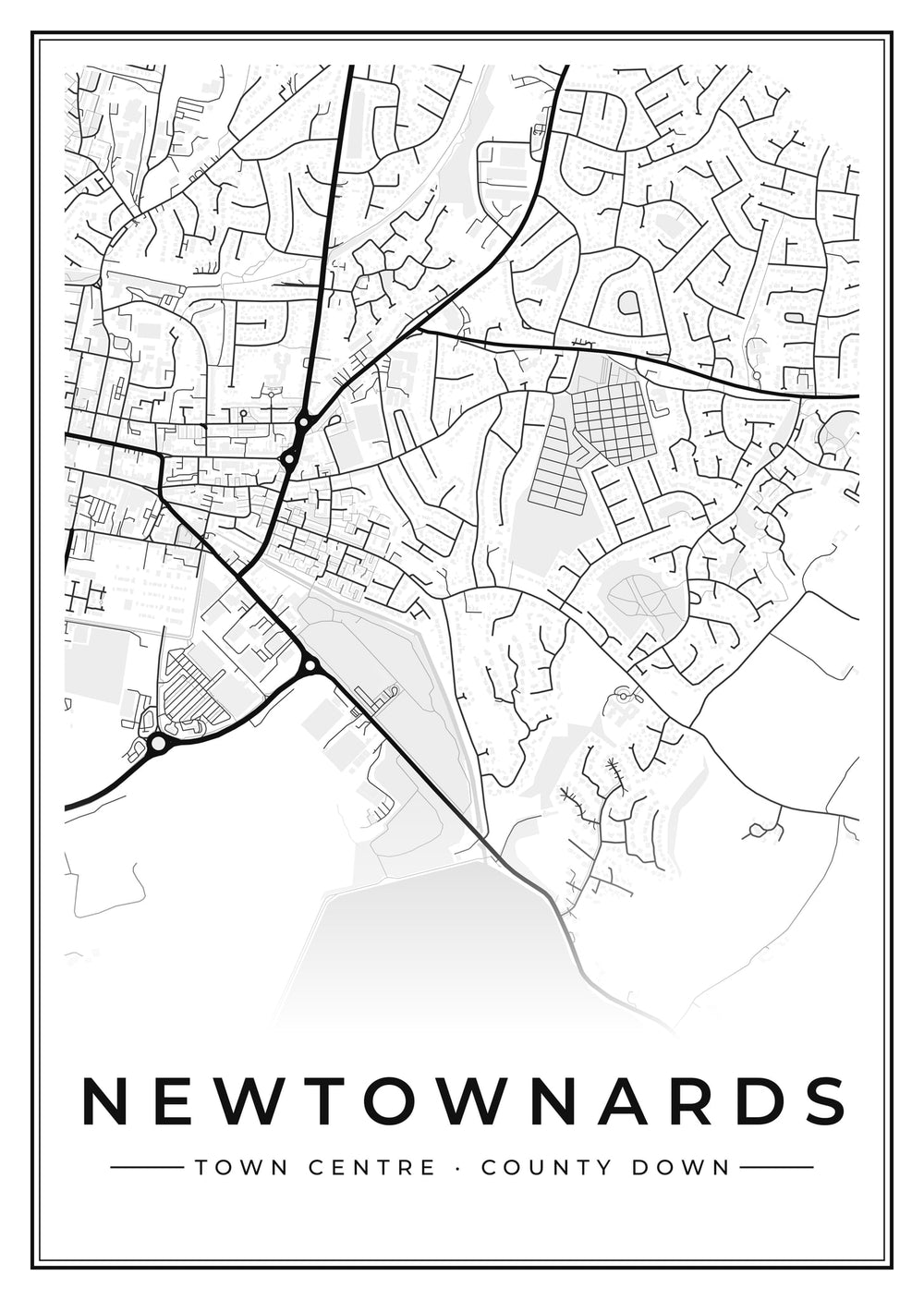 Newtownards Town Centre Street Map Poster