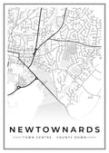 Street map poster of Newtownards town centre, County Down