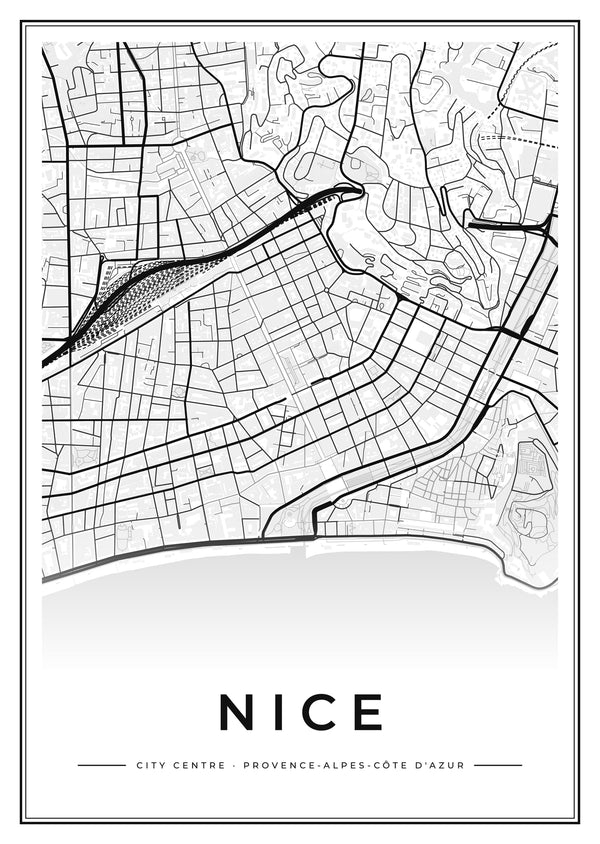 Nice City Centre Street Map Poster