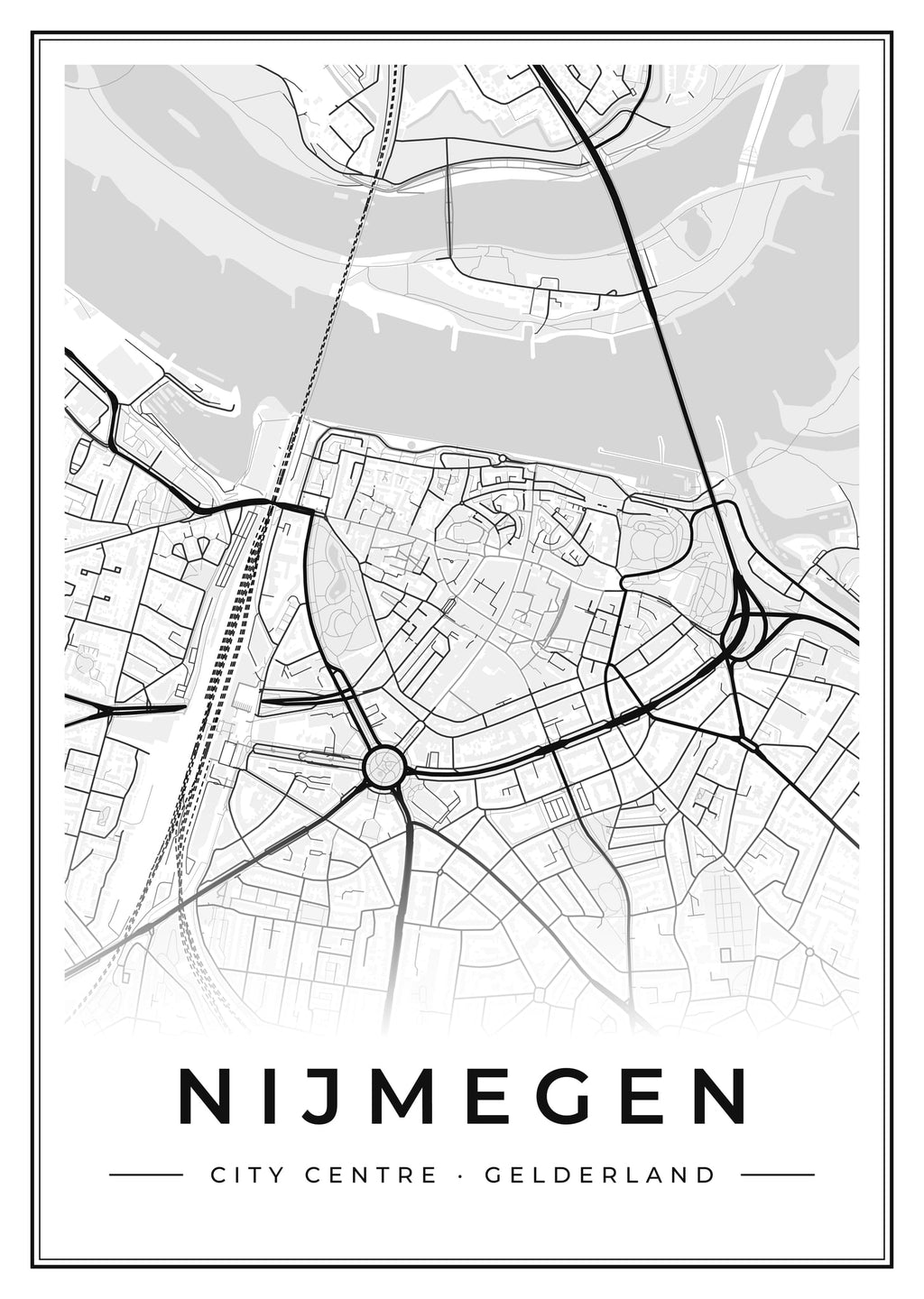 Street map poster of Nijmegen city centre, Gelderland
