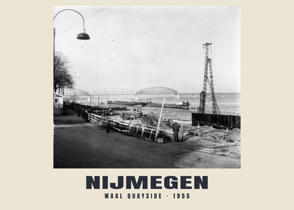 Muelle del Waal, Nijmegen, 1955 — Lámina de fotografía histórica