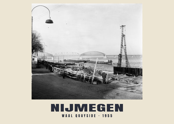Muelle del Waal, Nijmegen — 1955 · Lámina de fotografía histórica