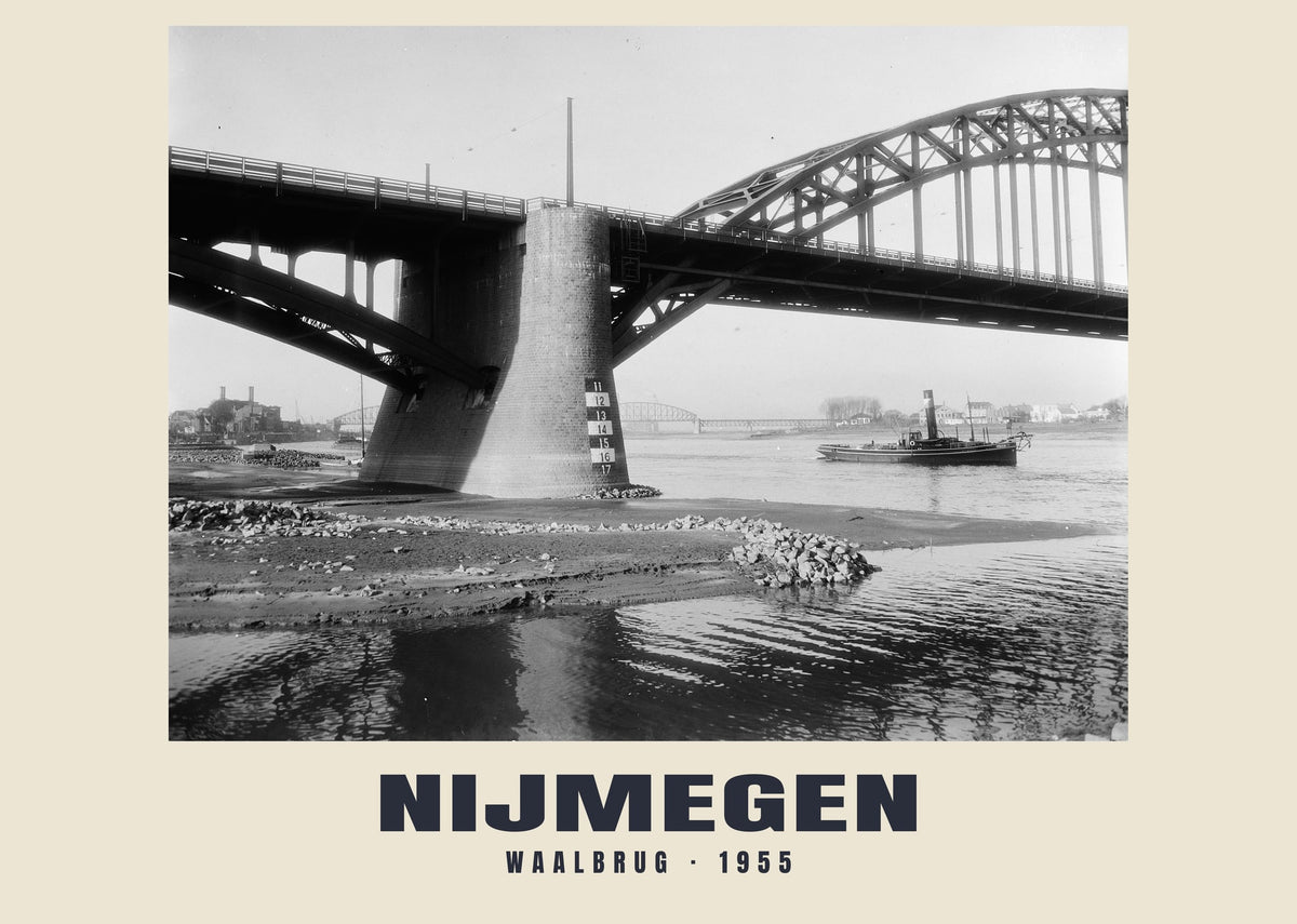Waalbrug, Nijmegen, 1955 — Wydruk historycznej fotografii