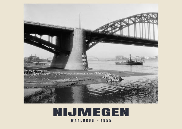 Waalbrug, Nijmegen — 1955 · Wydruk historycznej fotografii