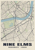 Heritage street map poster of Nine Elms, Wandsworth, London