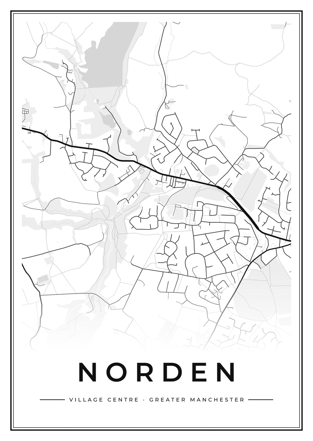 Norden Village Centre Street Map Poster