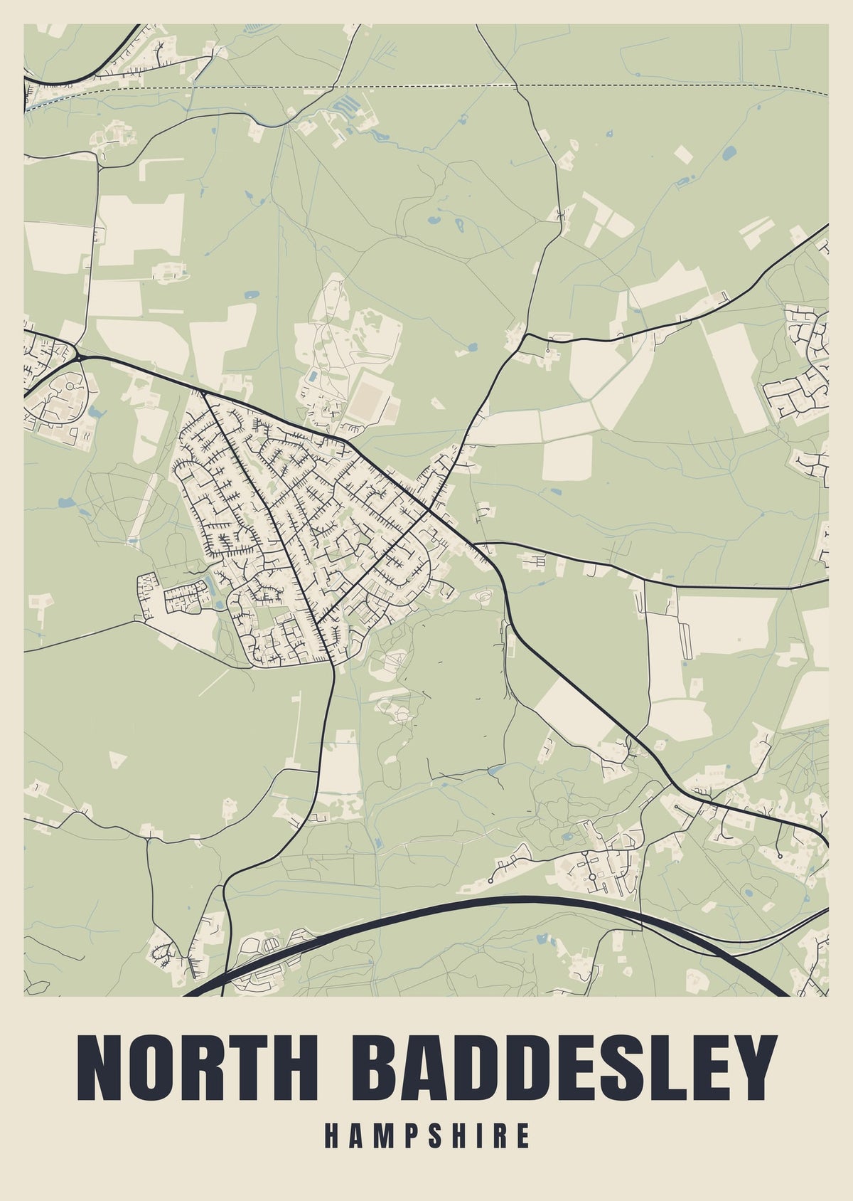 Street map poster of North Baddesley, Hampshire