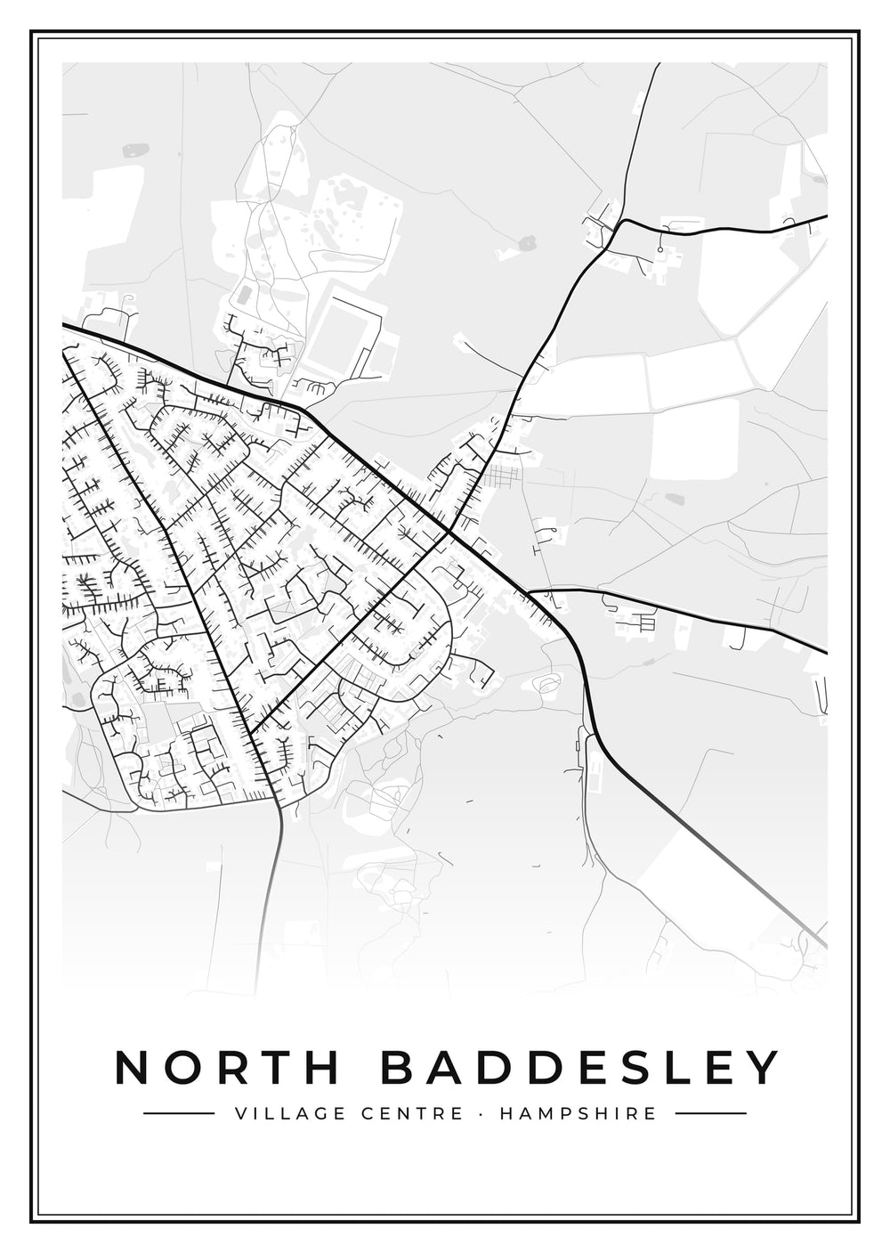 North Baddesley Village Centre Street Map Poster
