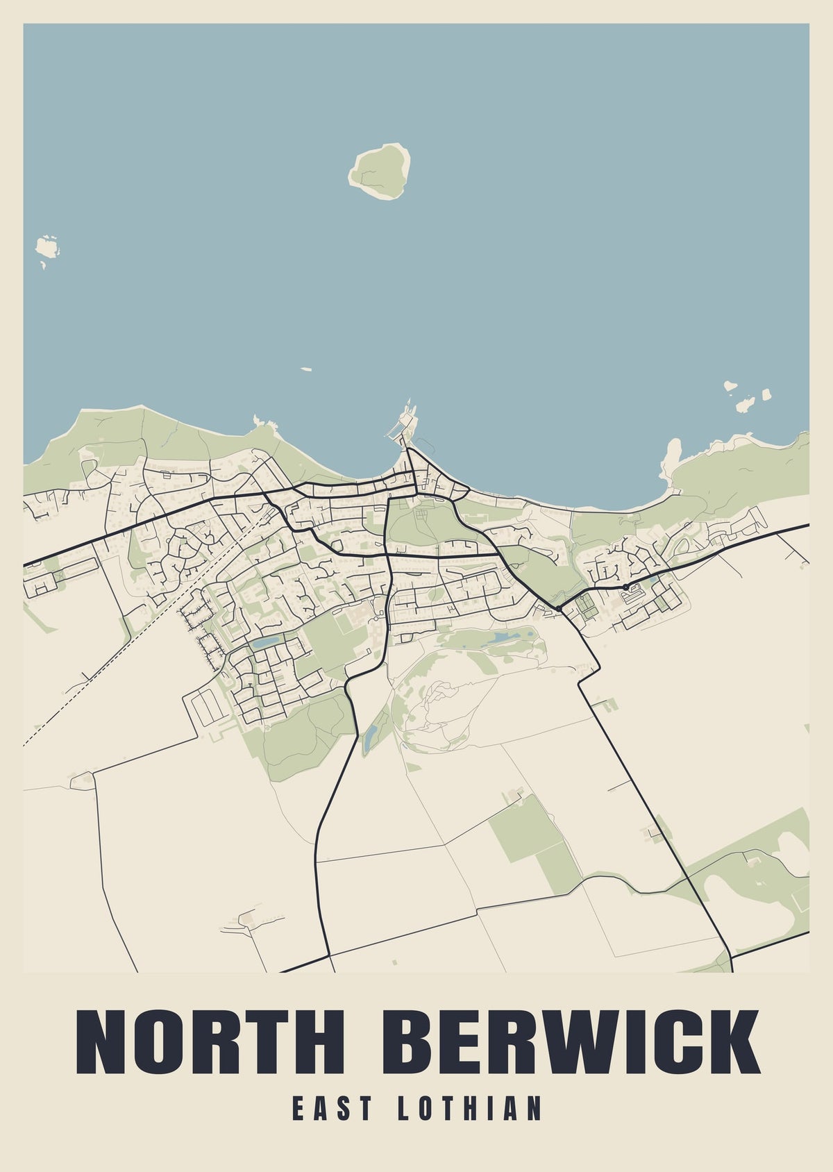 Street map poster of North Berwick, East Lothian