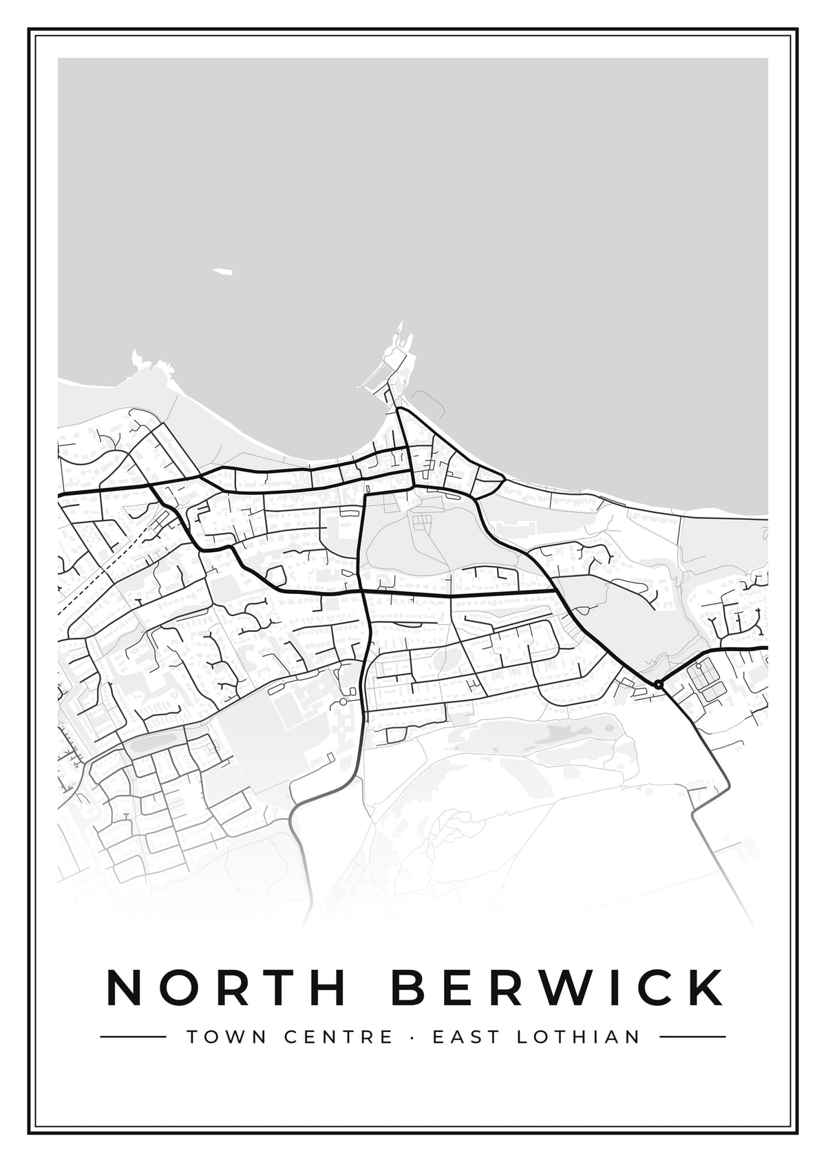 Street map poster of North Berwick town centre, East Lothian