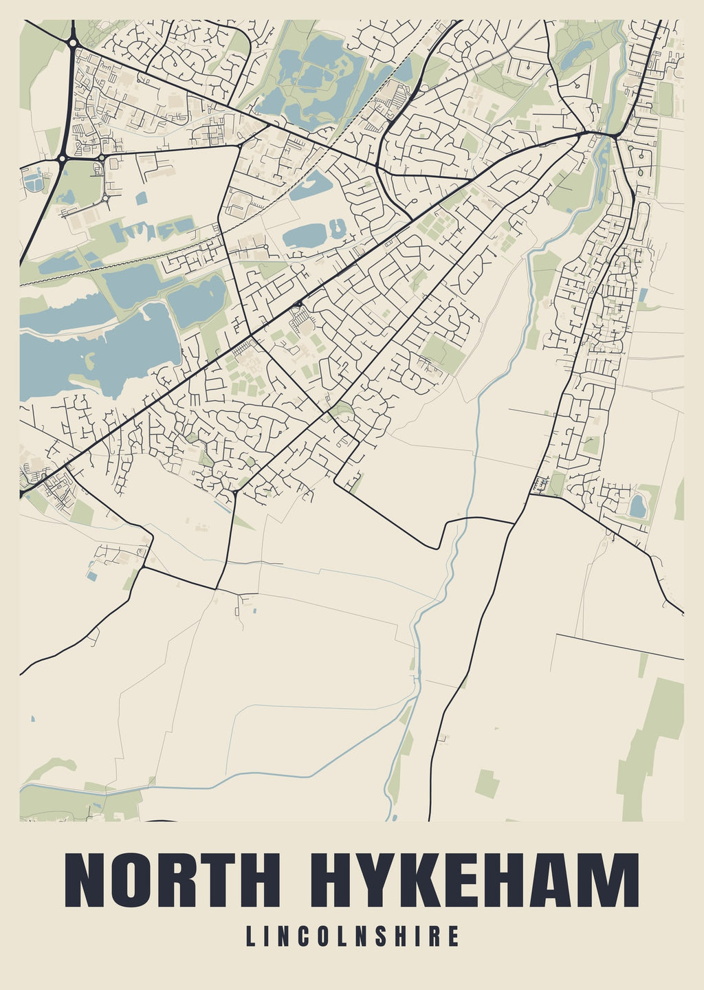 Street map poster of North Hykeham, Lincolnshire