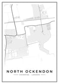Street map poster of North Ockendon, Havering, London