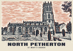 St Mary’s Church, North Petherton poster, Linocut style