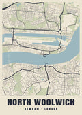 Heritage street map poster of North Woolwich, Newham, London