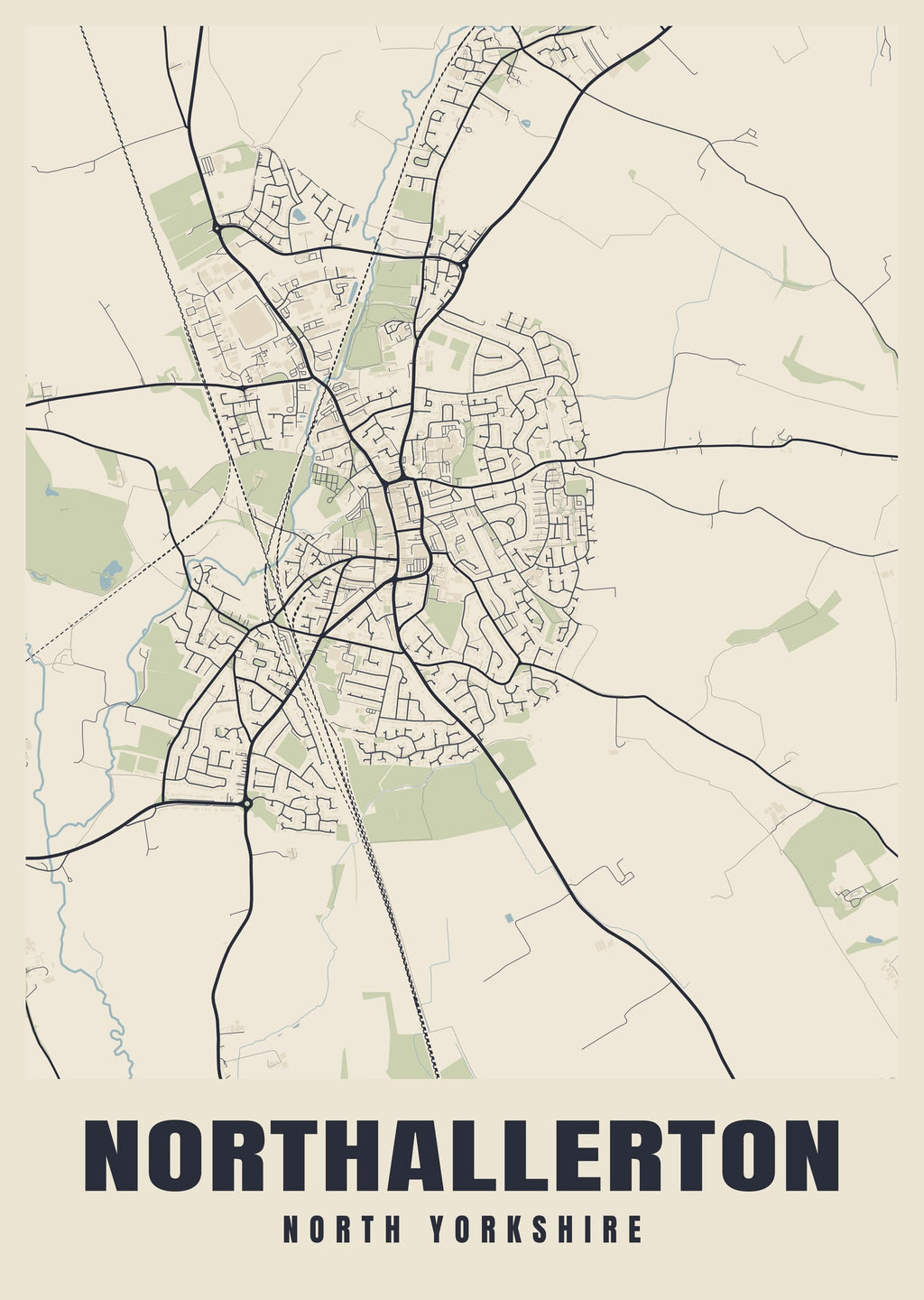 Street map poster of Northallerton, North Yorkshire