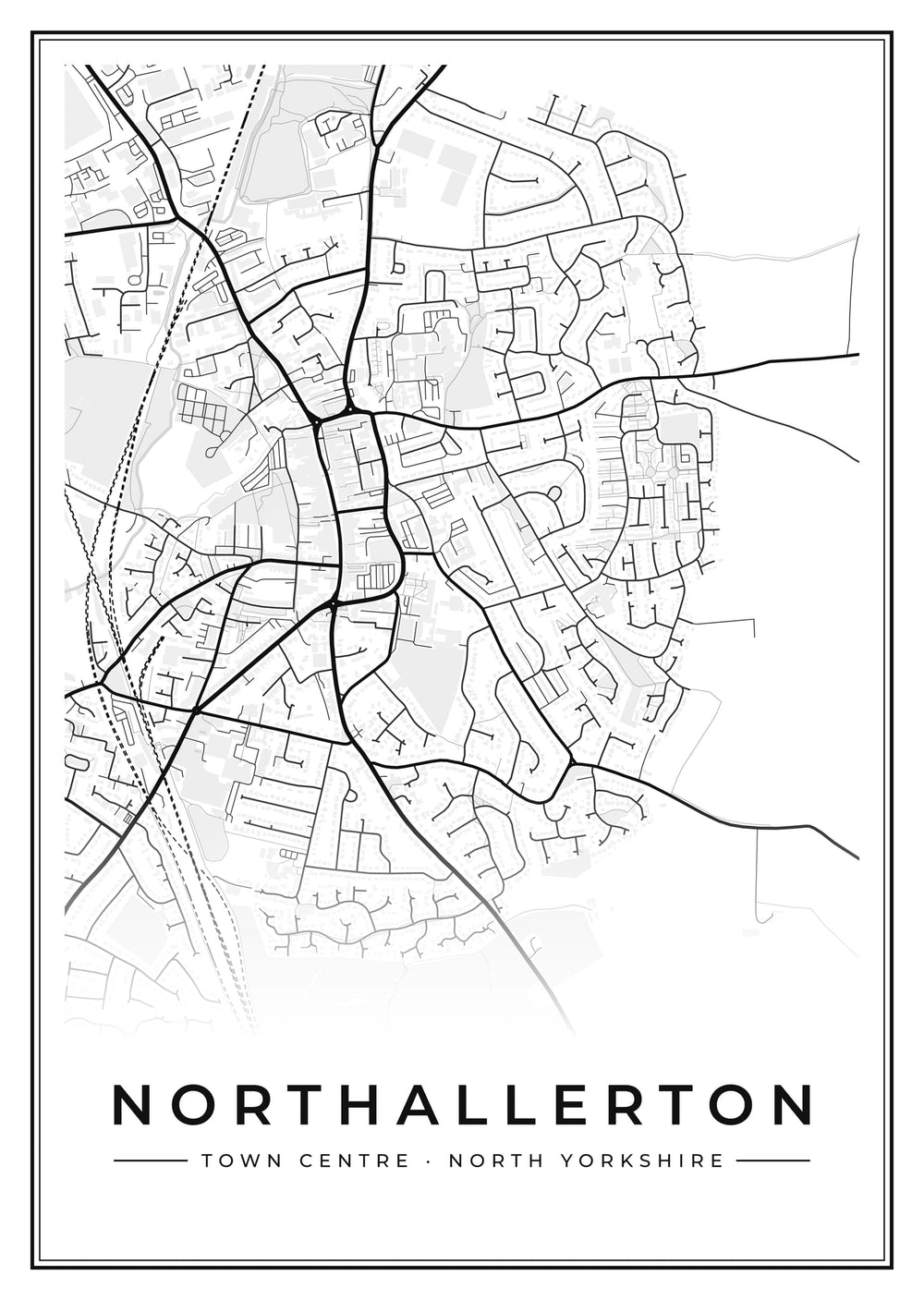 Northallerton Town Centre Street Map Poster