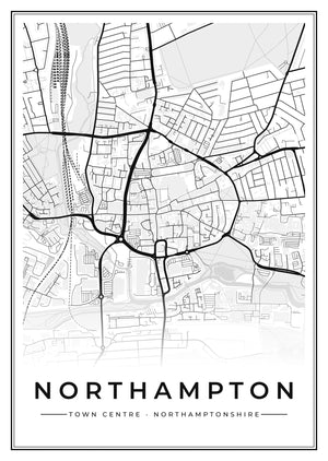 Northampton Town Centre Street Map Poster