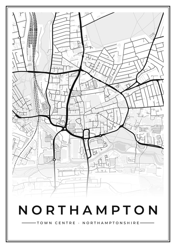 Northampton Town Centre Street Map Poster