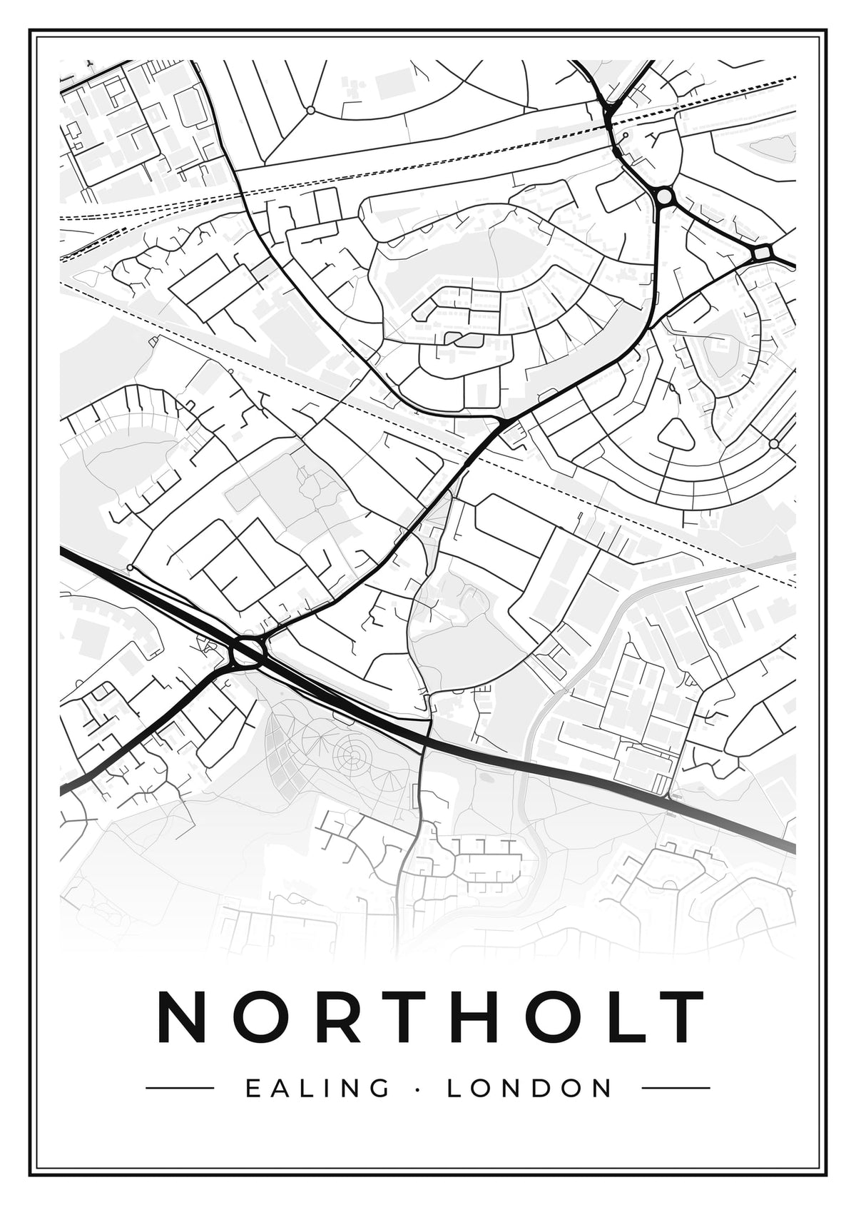 Street map poster of Northolt, Ealing, London