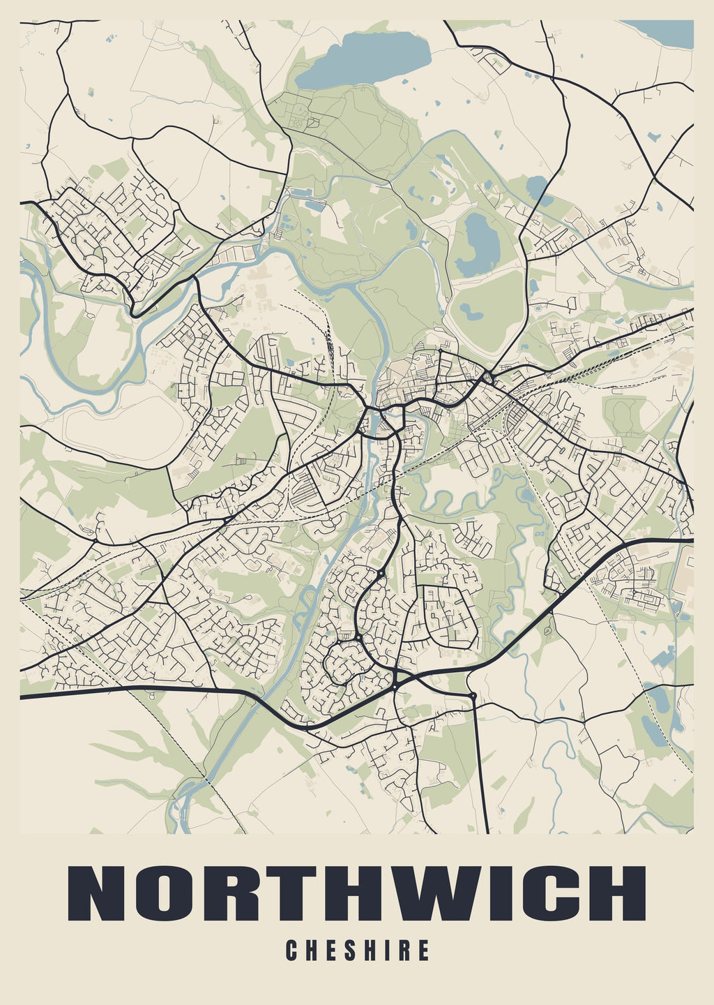 Street map poster of Northwich, Cheshire
