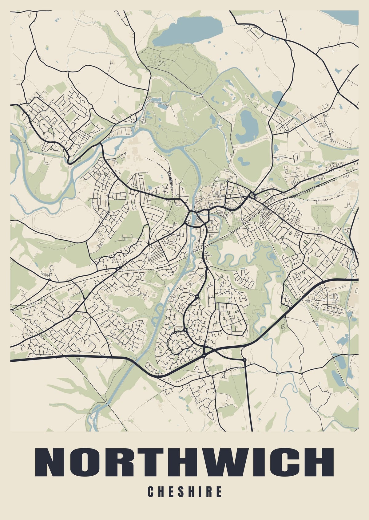Street map poster of Northwich, Cheshire
