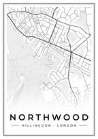 Street map poster of Northwood, Hillingdon, London
