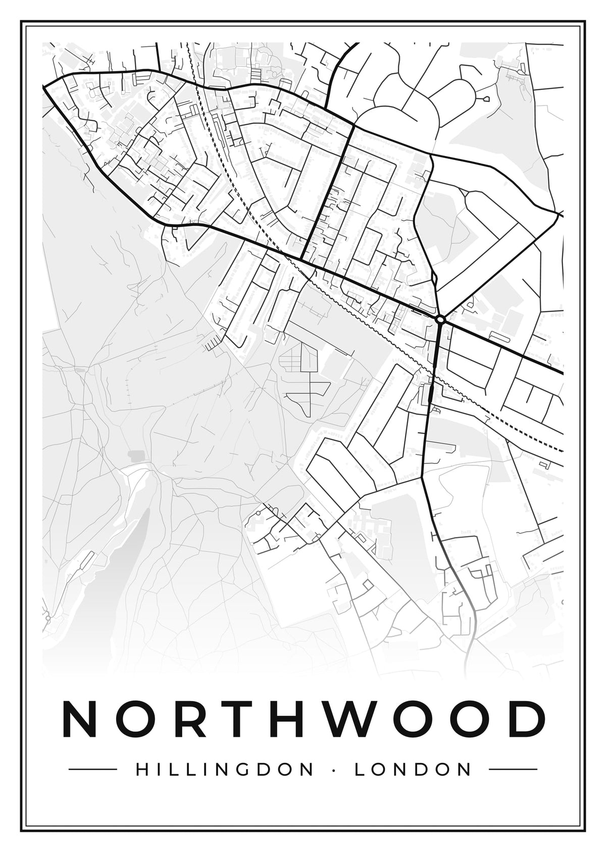 Street map poster of Northwood, Hillingdon, London