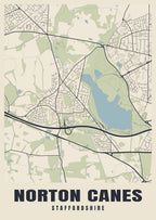 Street map poster of Norton Canes, Staffordshire