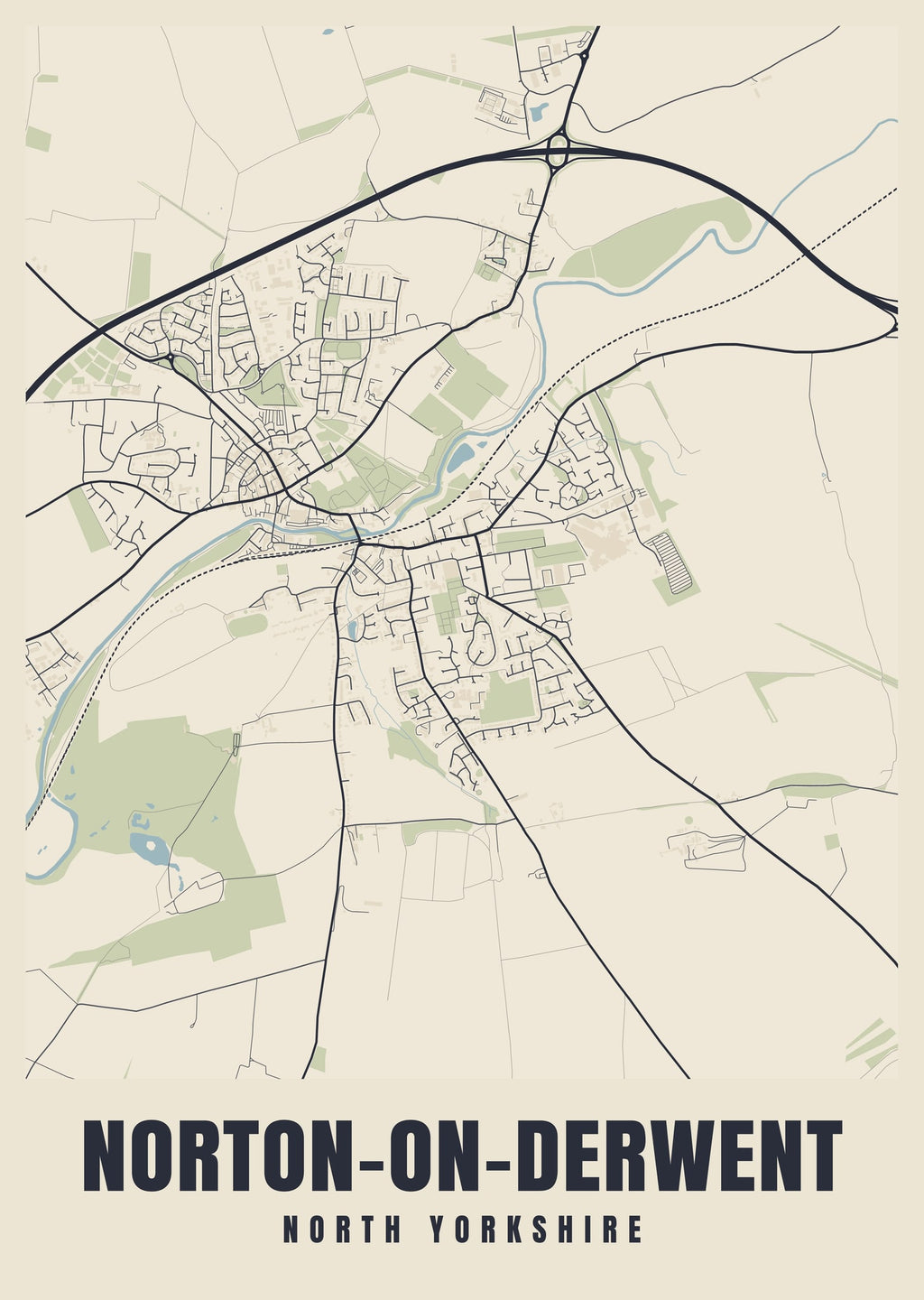 Street map poster of Norton-on-Derwent, North Yorkshire