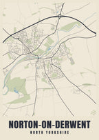 Street map poster of Norton-on-Derwent, North Yorkshire