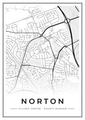 Street map poster of Norton village centre, County Durham