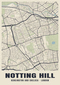 Heritage street map poster of Notting Hill, Kensington and Chelsea, London