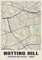 Heritage street map poster of Notting Hill, Kensington and Chelsea, London