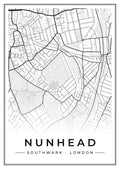 Street map poster of Nunhead, Southwark, London