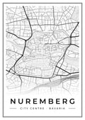 Street map poster of Nuremberg city centre, Bavaria