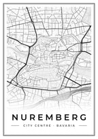 Street map poster of Nuremberg city centre, Bavaria
