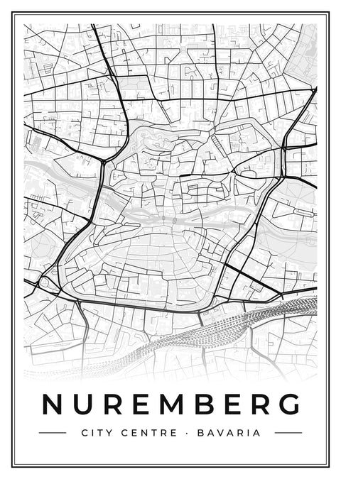 Nuremberg City Centre Street Map Poster
