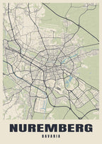 Street map poster of Nuremberg, Bavaria