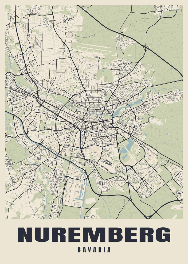 Nuremberg Street Map Poster