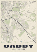 Street map poster of Oadby, Leicestershire