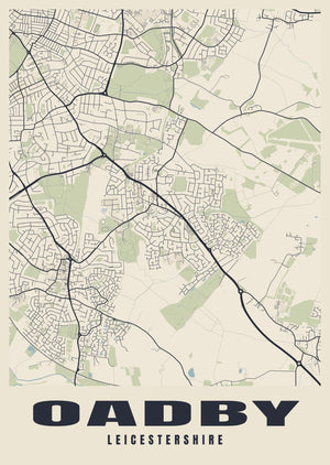 Oadby Street Map Poster