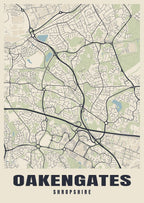 Street map poster of Oakengates, Shropshire