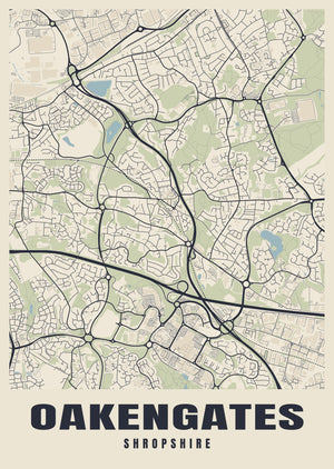 Oakengates Street Map Poster