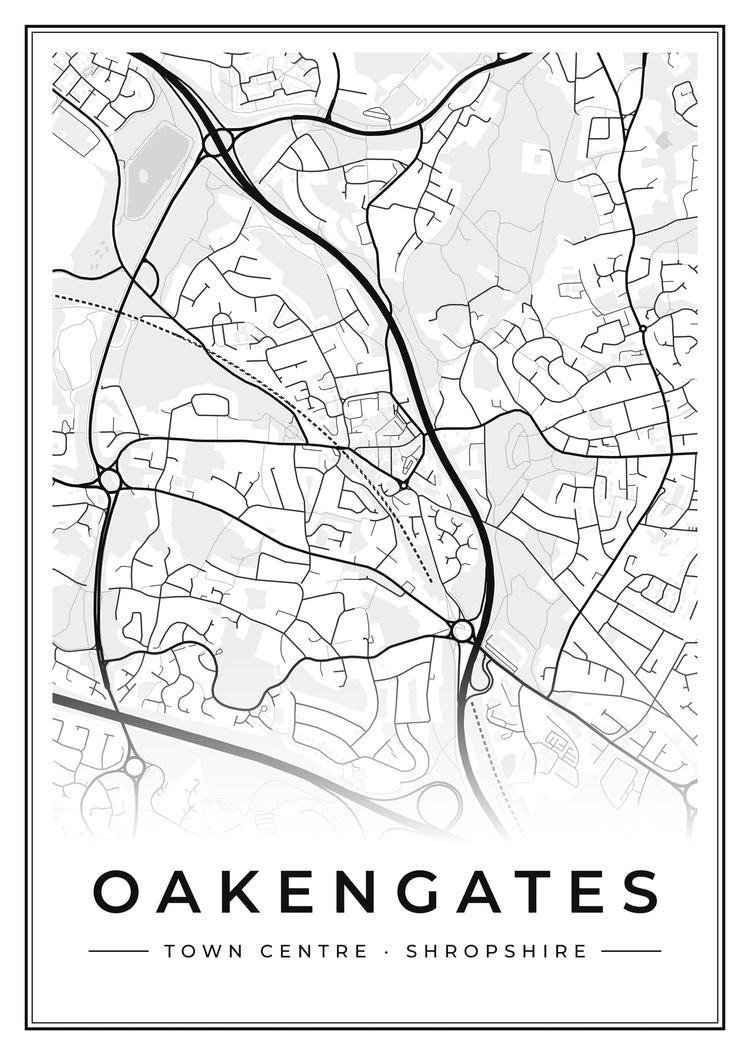 Oakengates Town Centre Street Map Poster