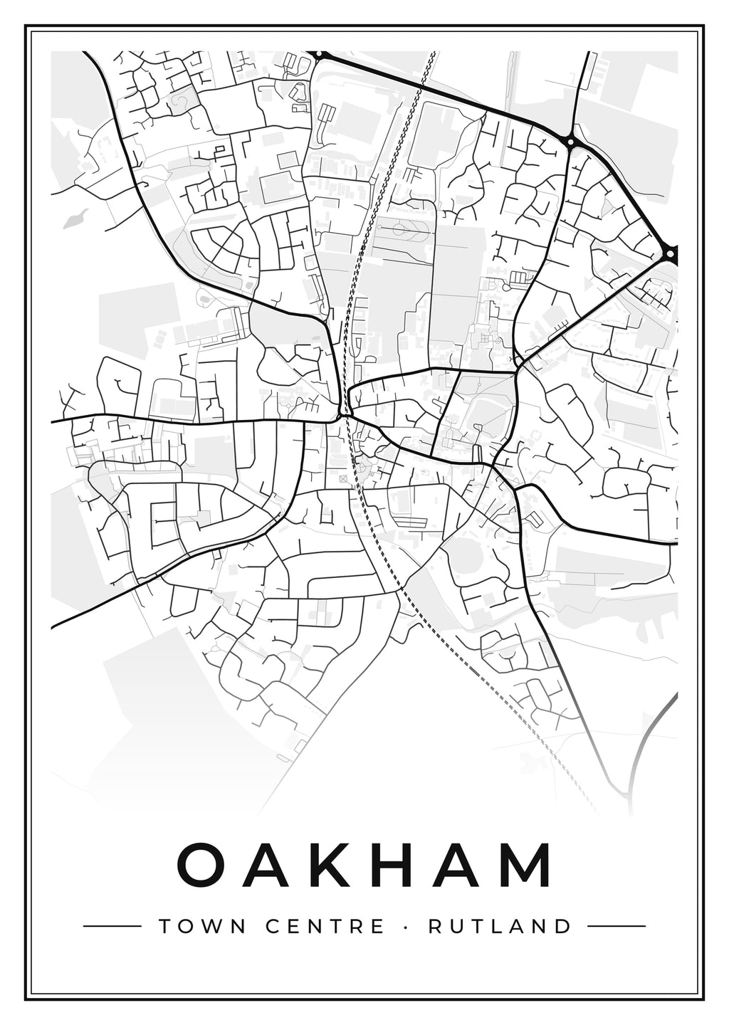 Street map poster of Oakham town centre, Rutland