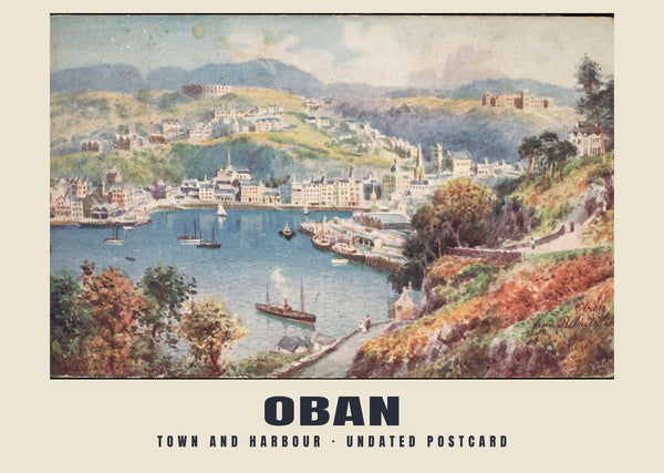 Città e porto, Oban — XX secolo, senza data · Riproduzione di cartolina illustrata storica